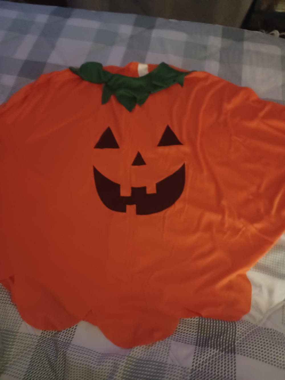 Orange Pumpkin Adults Costume with Green Leaf Collar